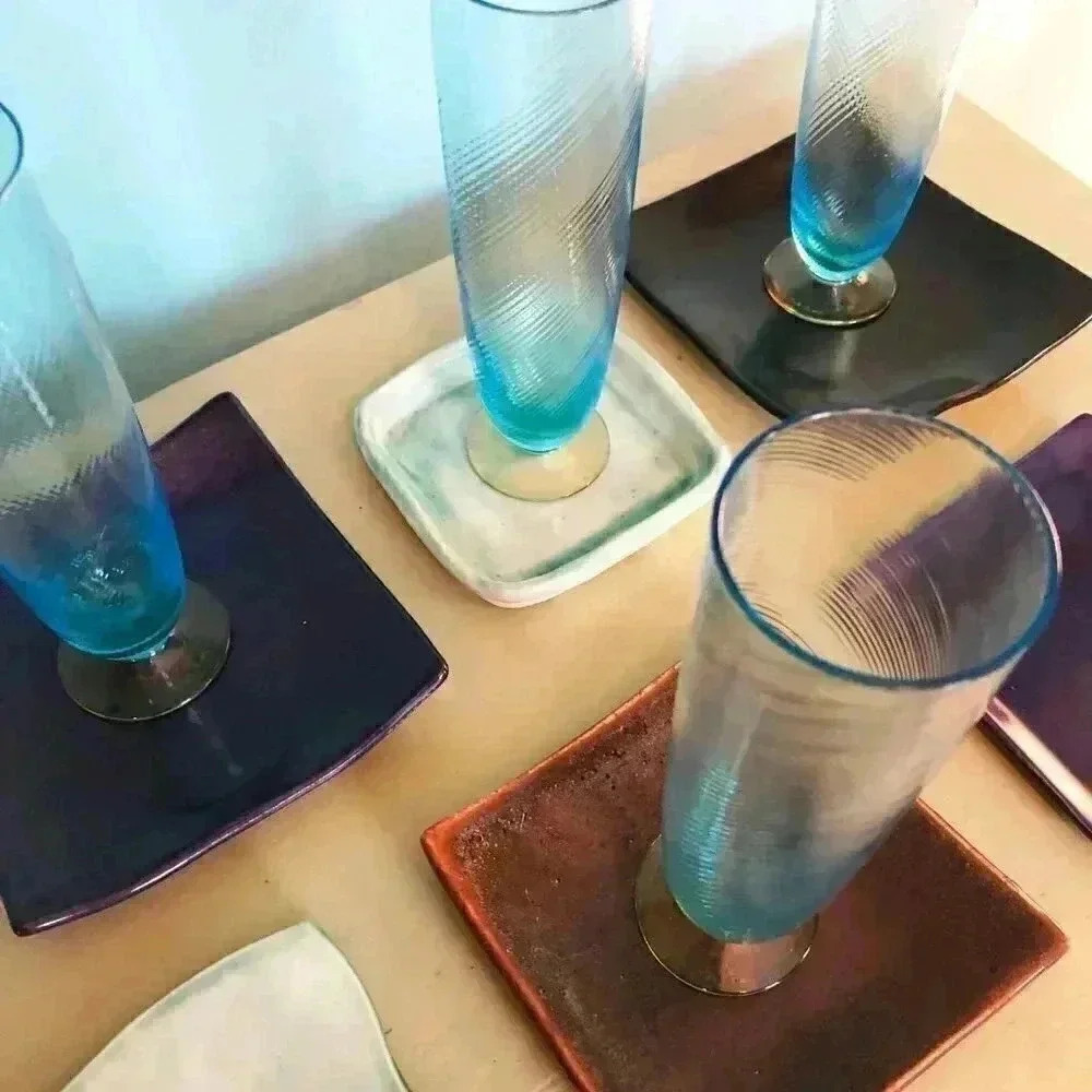 6 Handmade Ceramic Side Dish Plates 4.25"–5" - Picture 2 of 14